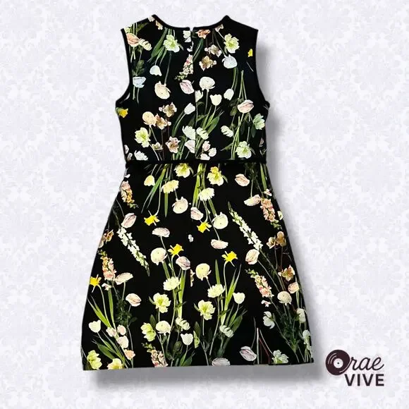 Victoria Beckham for Target Black Floral Sleeveless Cocktail Dress XS - Picture 3 of 5